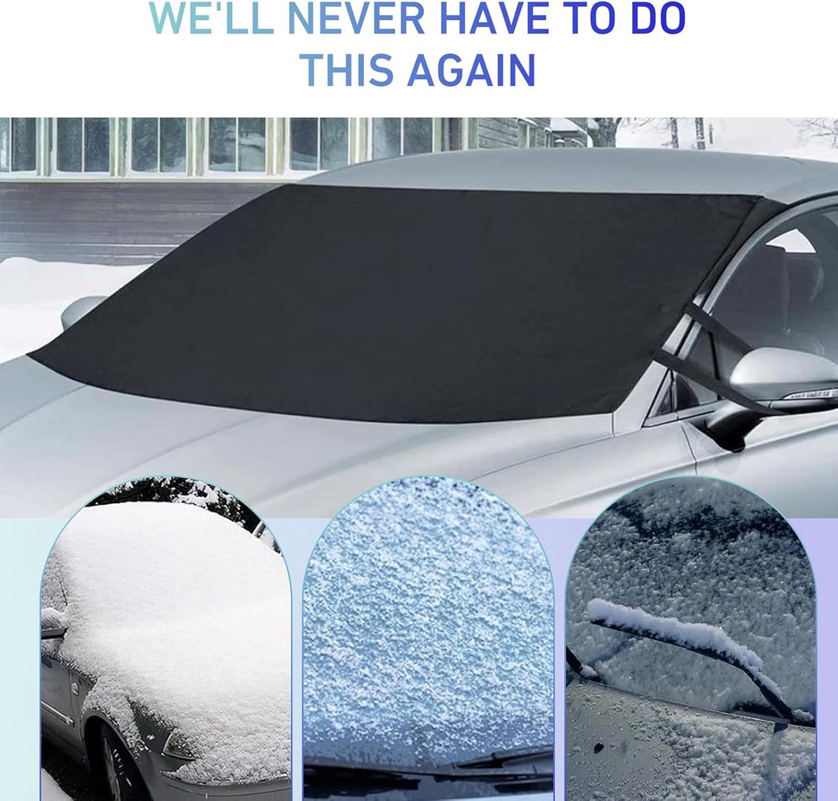Car Window Protection - Windproof and Snowproof - 600D Oxford Fabric Windscreen Protection - Universal Type - Suitable for most cars - Image 4