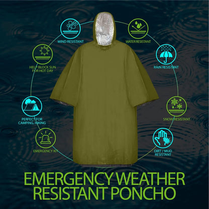 4 pieces - Waterproof survival blanket - Emergency blanket - 125cm*100cm - Reversible - with Hood - Waterproof - Windproof - Portable - Thermal emergency blanket - Rescue blanket - Insulation blanket - Foil Blanket Insulated Survival Blankets - Image 2