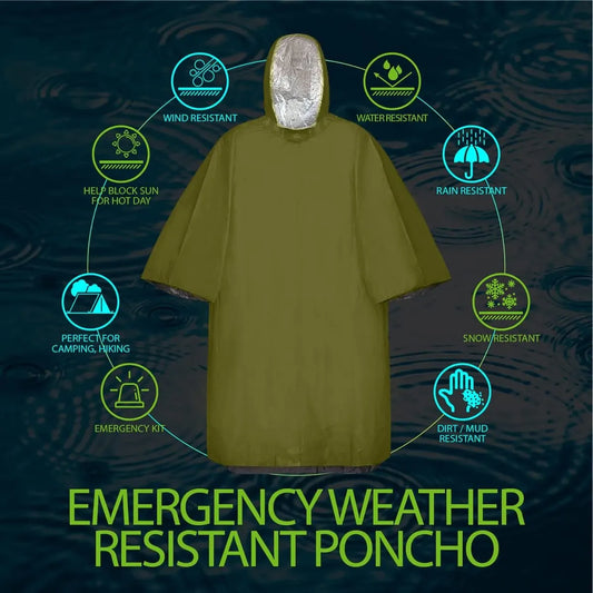 4 pieces - Waterproof survival blanket - Emergency blanket - 125cm*100cm - Reversible - with Hood - Waterproof - Windproof - Portable - Thermal emergency blanket - Rescue blanket - Insulation blanket - Foil Blanket Insulated Survival Blankets - Image 2