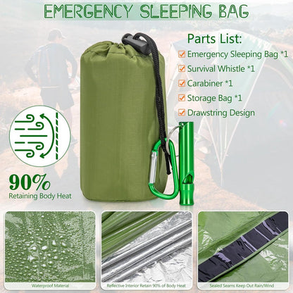 Emergency Sleeping Bag - 2 Pieces - Emergency Blanket - Waterproof Survival Blanket - 210*90cm - PE - Rescue Blanket - Insulation Blanket - Survival Sleeping Bag - Emergency Sleeping Bag - Emergency Tent - Emergency Tent - Outdoors/Walking/Camping/Hiking  - Image 3