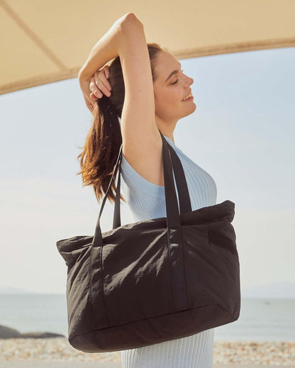 Women's Handbags - Women's Shopper Bag with Zipper - Large Shoulder Bag / Women's Handbag - School Bag - Shoulder Bag - Laptop Bag - Women's Bag - Handbag - Shopper - Weekend Bag - Shopping Bag - Beach Bag - Yoga / Fitness / Travel - Black - Image 3