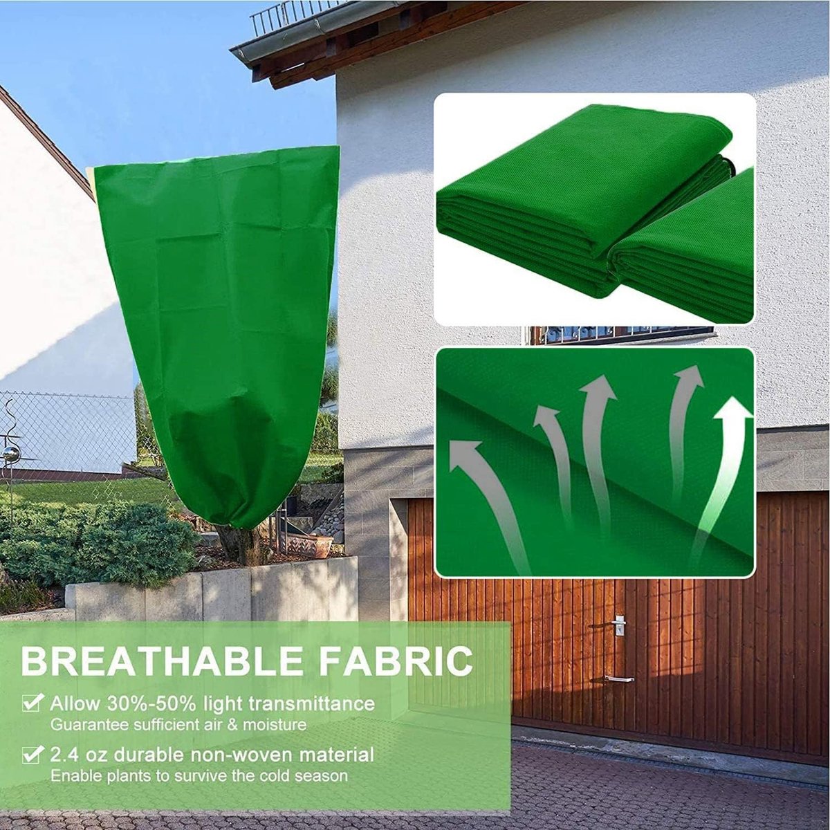 Frost Protection Plant Cover - 2 Pieces - Plant Cover - Frost Non-Woven Fabric - Plant Protective Covers - Plant Protection - Winter Protective Cover Tree/Plant - 80x100cm - Anti-Frost Protective Cover Plants - Winter Cover - Durable - Zipper - UV Permeab - Image 3
