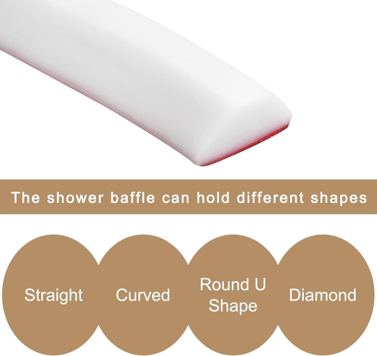 Shower Strip - Water Stopper - Shower Door Seal - Shower Threshold Leak Strip - 2.8*100cm - White - Self-Adhesive - Shower Threshold - Anti-water strip - for kitchen countertop, hob, bathtub - Image 5