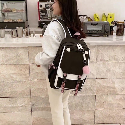 Girls School Student School Bag Outdoor Backpack With USB Charging Port, Black White - School Bag - Backpack - Rucksack - School - Girls - Boys - Teenagers - Book Bag - Girl's Backpack - Backpacks - Rucksack For Children - Waterproof - Laptop Backpack - Image 2