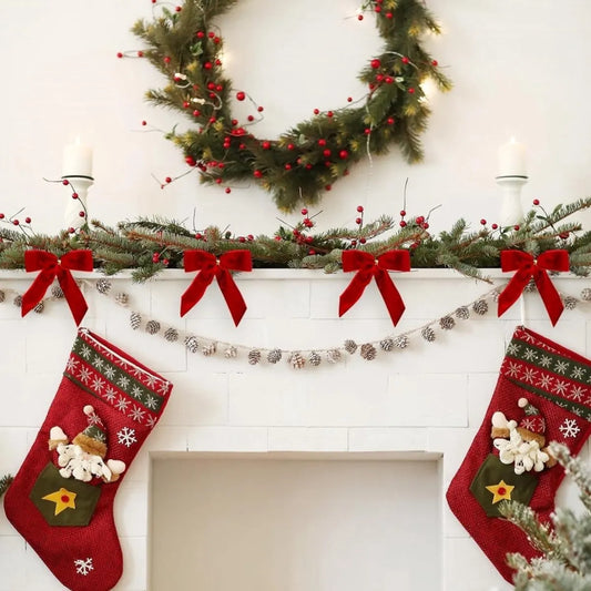 24 Piece Velvet Christmas Bows - Glitter - Christmas Decoration Bows - Christmas Ornaments - Christmas Tree Decoration - Christmas Bows - Christmas Atmosphere - Christmas - 3.5 x 3.5 inches - For Christmas Party, Christmas Tree, Indoors, Crafts - Red - Image 2