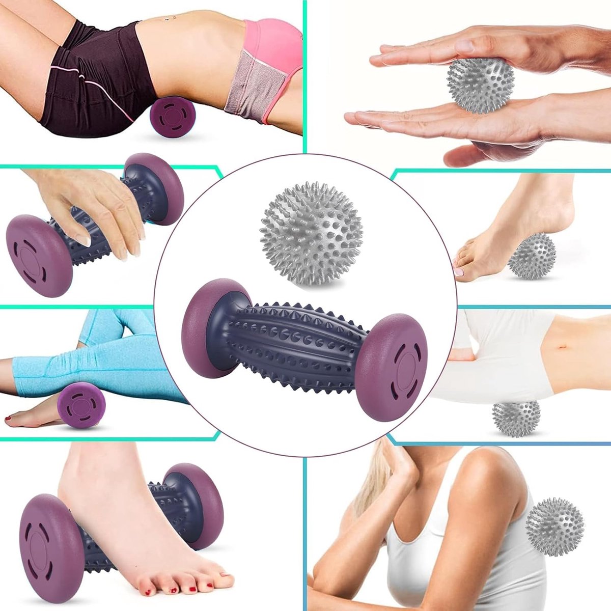 Foot Massage Roller - With 3 x Massage Balls - Foot Massage - Foot Reflexology - Plantar Fasciitis - Foot Roller - Massage Ball - Foot Massage - Massage Roller - Trigger Point Ball - Foot Massage Device - Foot Roller - Feet Massage Muscle Fascia Release B - Image 2