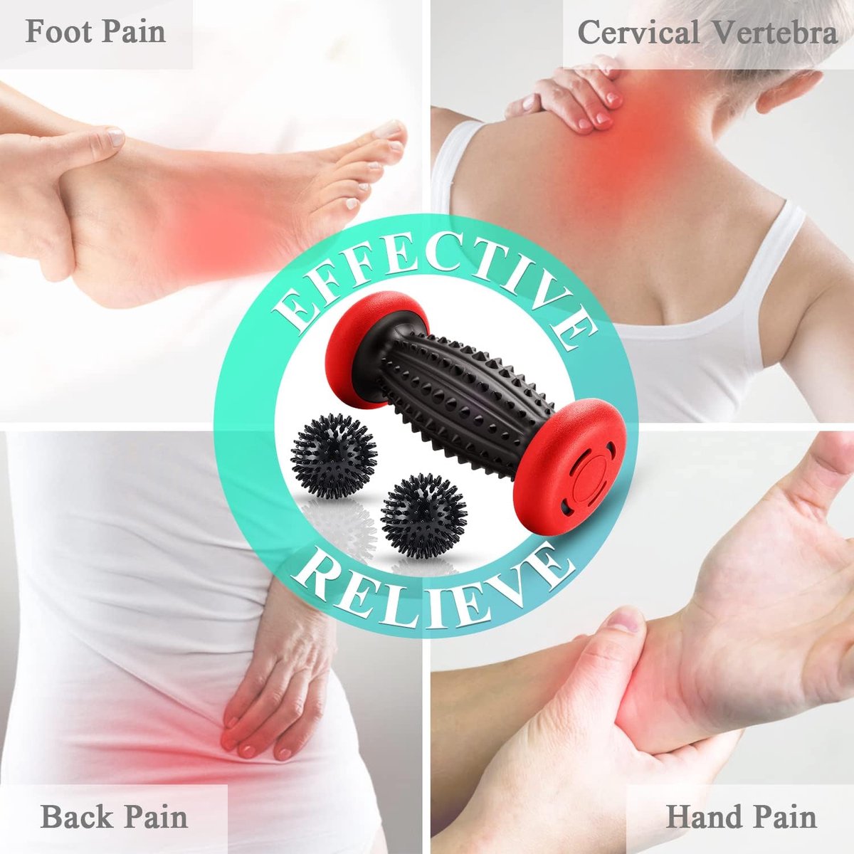 Foot Massage Roller - With 3 x Massage Balls - Foot Massage - Foot Reflexology - Plantar Fasciitis - Foot Roller - Massage Ball - Foot Massage - Massage Roller - Trigger Point Ball - Foot Massage Device - Foot Roller - Feet Massage Muscle Fascia Release B - Image 4
