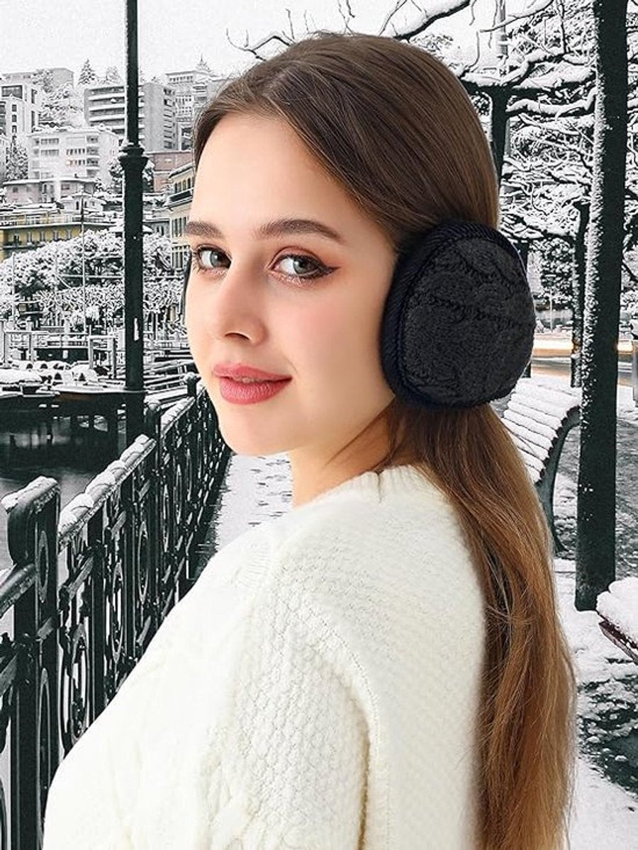 Warm Ear Warmers - Ear Warmer - Classic Winter Ear Warmers - Fleece Ear Warmers - Wraparound Sturdy Soft Comfortable Plush - Fleece Headband - Ear Warmer Hat - Sports Headband Hairband - Cycling Walking Winter Sports - Unisex - Women / Men - Black - Image 5