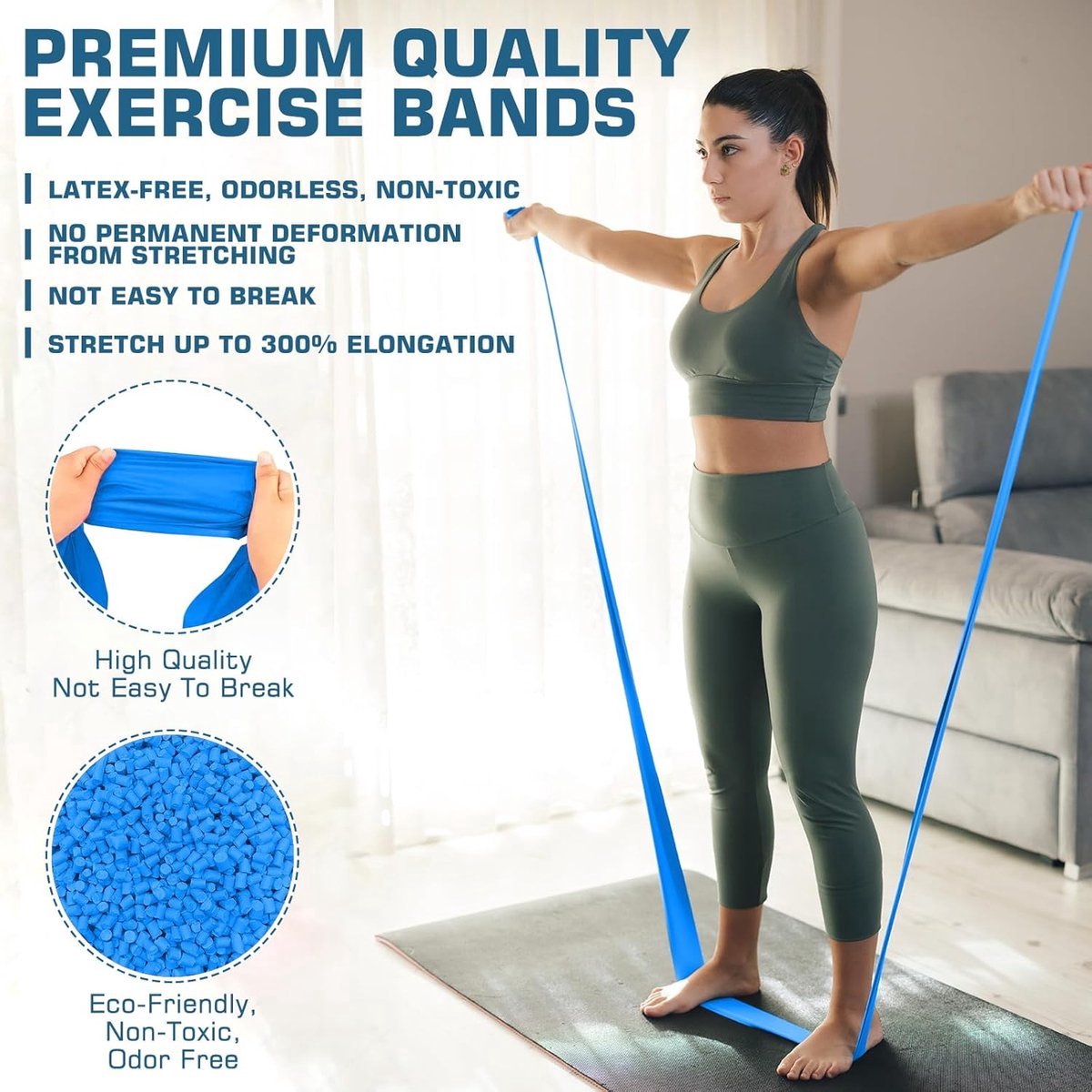 3 pieces - Resistance bands - Silicone exercise bands - With different resistance intensities - Silicone exercise bands - Exercise bands for training, physiotherapy, stretching, recovery, Pilates, rehabilitation and yoga - Image 3