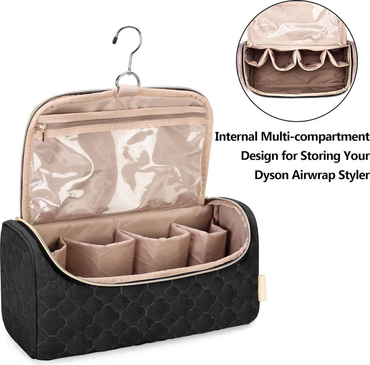 Travel Case Suitable for Dyson Hair Dryer - Hair Styler Storage Pouch - Straightener Attachment Travel Bag - With Compartments for Dyson Accessories - Hair Curler Accessories - Women's Toiletry Bag - Storage Bag - Travel Bag - Travel Pouch - Organizer - B - Image 3