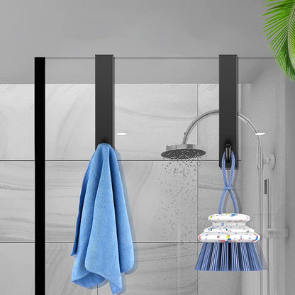 Stainless Steel Shower Hook - 2 Pieces - Universal Shower Cabin Hook - Shower Wall Hook - Drill-Free Shower Hooks - With Anti-Slip Pad - Shower Wall Towel Hook - Bathroom Hook - Glass Shower Wall Hook - Bathroom Accessories - Black - 16.5x2.5cm - Image 3