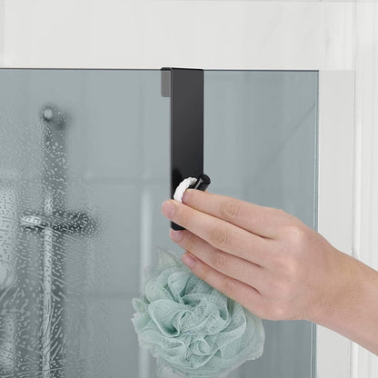 Stainless Steel Shower Hook - 2 Pieces - Universal Shower Cabin Hook - Shower Wall Hook - Drill-Free Shower Hooks - With Anti-Slip Pad - Shower Wall Towel Hook - Bathroom Hook - Glass Shower Wall Hook - Bathroom Accessories - Black - 16.5x2.5cm - Image 5