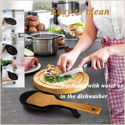 2 Pieces Matte Black Spoon Holder - Kitchen Home Spoon Holder - Silicone Spoon Holder - for kitchen, home, dining room, cutlery storage - Dishwasher safe (Black - 20 cm) - Image 3