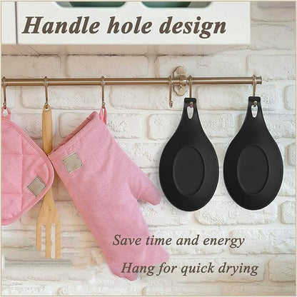 2 Pieces Matte Black Spoon Holder - Kitchen Home Spoon Holder - Silicone Spoon Holder - for kitchen, home, dining room, cutlery storage - Dishwasher safe (Black - 20 cm) - Image 5
