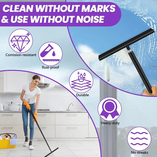 Extendable Shower Squeegee - Up to 120 CM - With Hanging Hook and Squeegee Cloth - Floor Squeegee / Window Squeegee with Long Handle - Shower and Bathroom Squeegee - For Windows, Mirrors, Bathroom, Smooth Surfaces - Image 2
