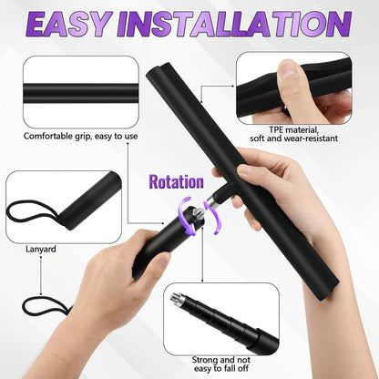 Extendable Shower Squeegee - Up to 120 CM - With Hanging Hook and Squeegee Cloth - Floor Squeegee / Window Squeegee with Long Handle - Shower and Bathroom Squeegee - For Windows, Mirrors, Bathroom, Smooth Surfaces - Image 5
