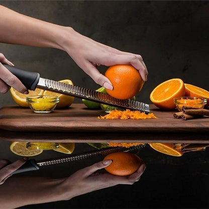 Grater - Professional zester - Fast and efficient Lemon grater - Multifunctional Long hand grater - Cheese grater - Ginger grater - Garlic grater - Narrow long grater - Kitchen grater - ergonomic soft handle - High-quality stainless steel - Black - Image 3
