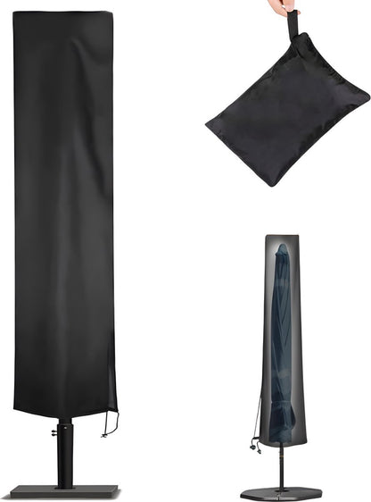 Parasol Cover - 190×50×30cm - Standing Parasol - Sturdy & Durable - Waterproof Parasol Cover 600D - With Zipper, Drawstring and Storage Pouch - Waterproof / Dustproof / Weatherproof - Black - For Cantilever Parasol and Standing Parasol