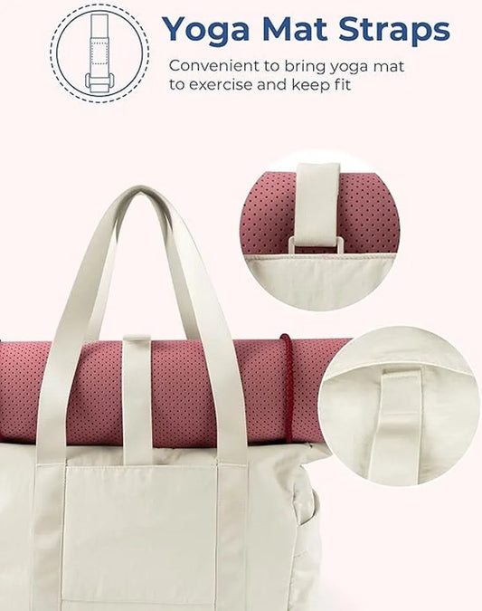 Women's Handbags - Women's Shopper Bag with Zipper - Large Shoulder Bag / Women's Handbag - School Bag - Shoulder Bag - Laptop Bag - Women's Bag - Handbag - Shopper - Weekend Bag - Shopping Bag - Beach Bag - Yoga / Fitness / Travel - Beige - Image 4