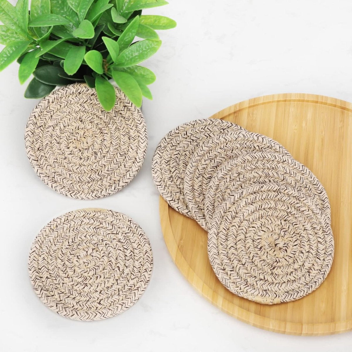 Coasters - 8-Piece - Stylish Coasters - Coasters for Glasses - Beautiful Coaster Set - Round Coaster Design - Anti-Slip - Heat Resistant - Gift - with Holder - Image 3