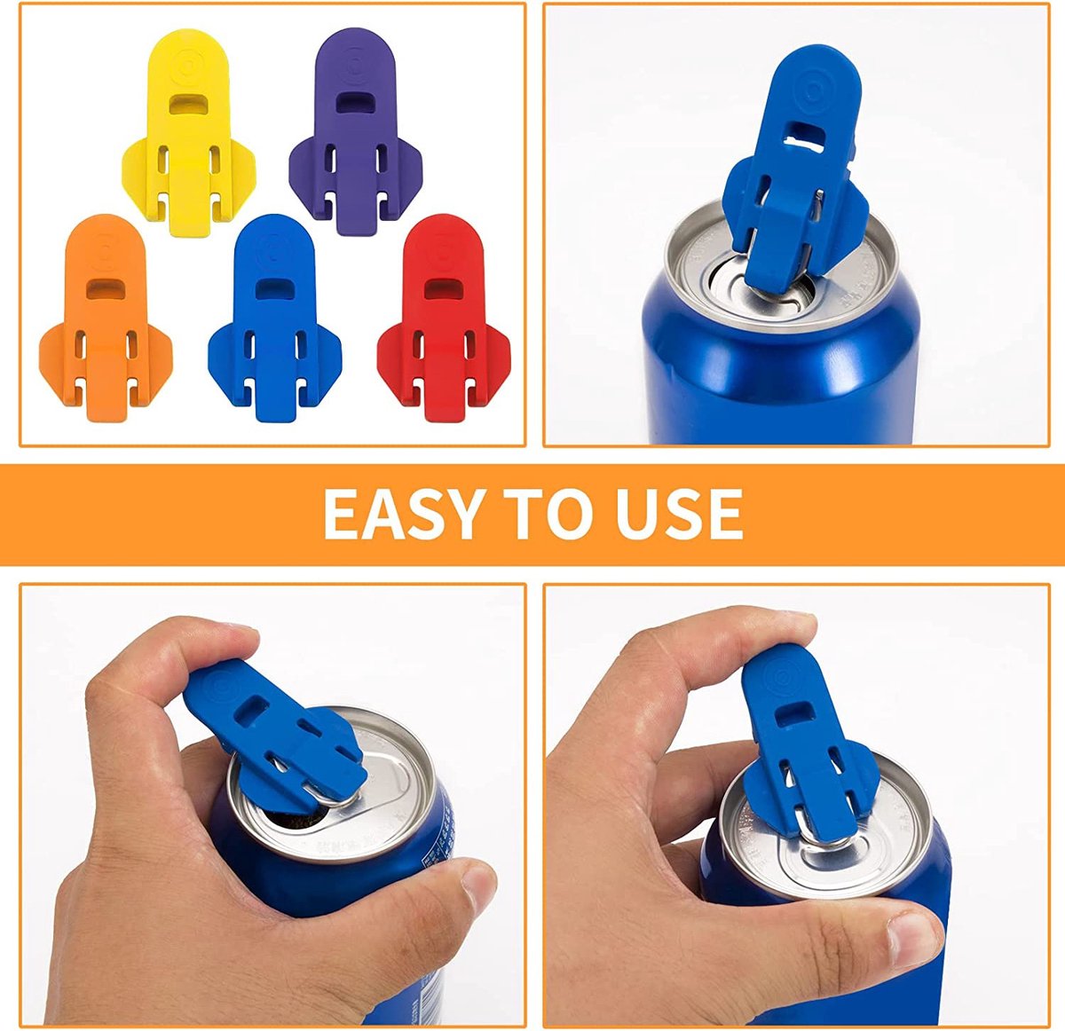 Can Opener - 6 Pieces - Can Opener - Can Opener - Can Opener For Cans - Can Sealer - Drink Can Opener - Can Lock - Aid For Rheumatism - Soft Drink Can Opener - Small Can Sealer - Against Insects And Leaks - 6 Colors - Image 2