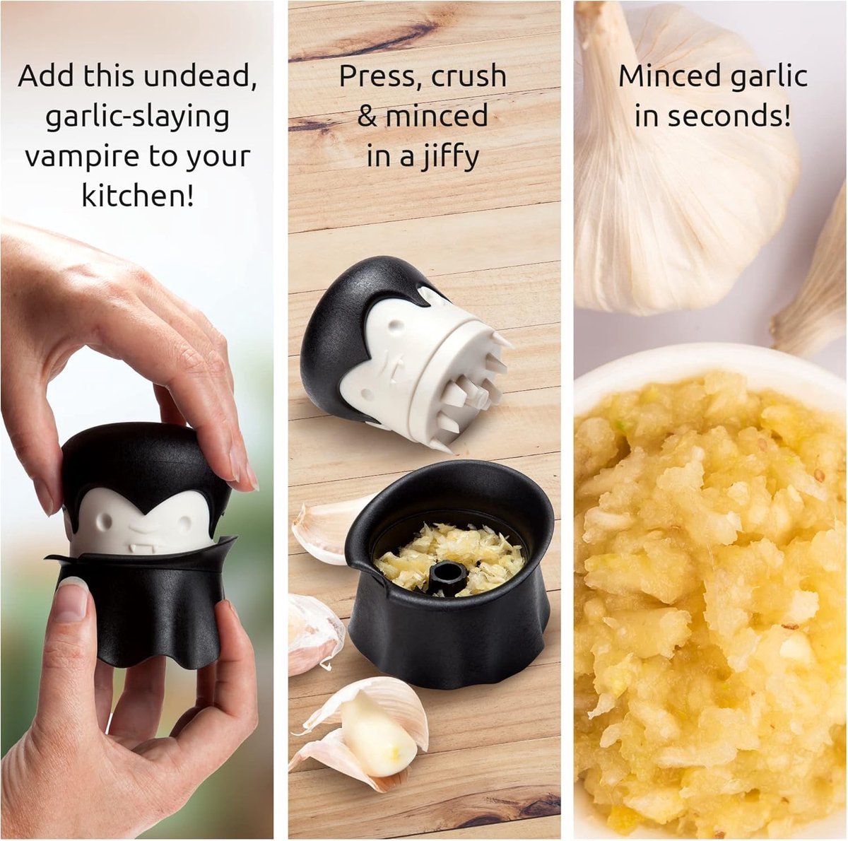 Garlic Press - Professional Garlic Crusher - Creative Multifunctional Garlic Chopper - High Quality Garlic Crusher Mincer - Works on Herbs, Ginger, Nuts, Chili Garlic Grinder - Funny Cooking Gifts Gadgets - Image 3