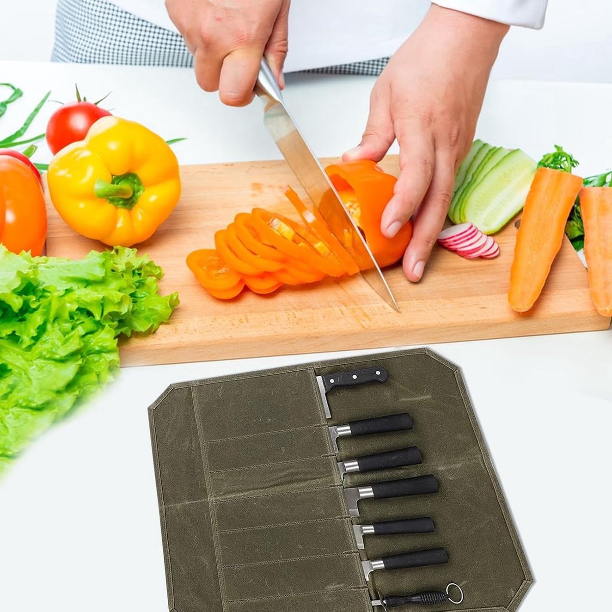 Chef Tools Protector - Roll Case Knife Folder - Cookware - Chef's Fashion - Knife Folder - Knife Bag - Storage Bag - Knife Set Storage Bag - Knife Case for 12 Knives - Kitchen Set - Chef Knife Roll Bag - Portable Knife Bag - Knives Not Included! - Image 3