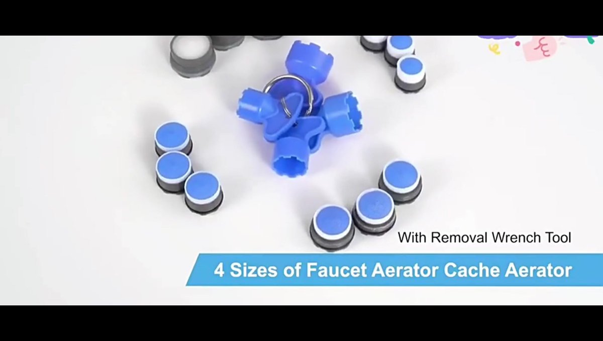 Water-Saving Aerator - M18 x 6 Pieces Tap Aerator - With Mounting Wrench - Tap Strainer for Taps - Tap Attachment - Tap Connector - Includes Disassembly Wrench & Removal Tool - Blue - Image 2