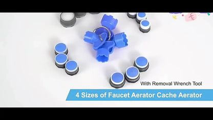 Water-Saving Aerator - M18 x 6 Pieces Tap Aerator - With Mounting Wrench - Tap Strainer for Taps - Tap Attachment - Tap Connector - Includes Disassembly Wrench & Removal Tool - Blue - Image 2