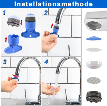 Water-Saving Aerator - M18 x 6 Pieces Tap Aerator - With Mounting Wrench - Tap Strainer for Taps - Tap Attachment - Tap Connector - Includes Disassembly Wrench & Removal Tool - Blue - Image 4