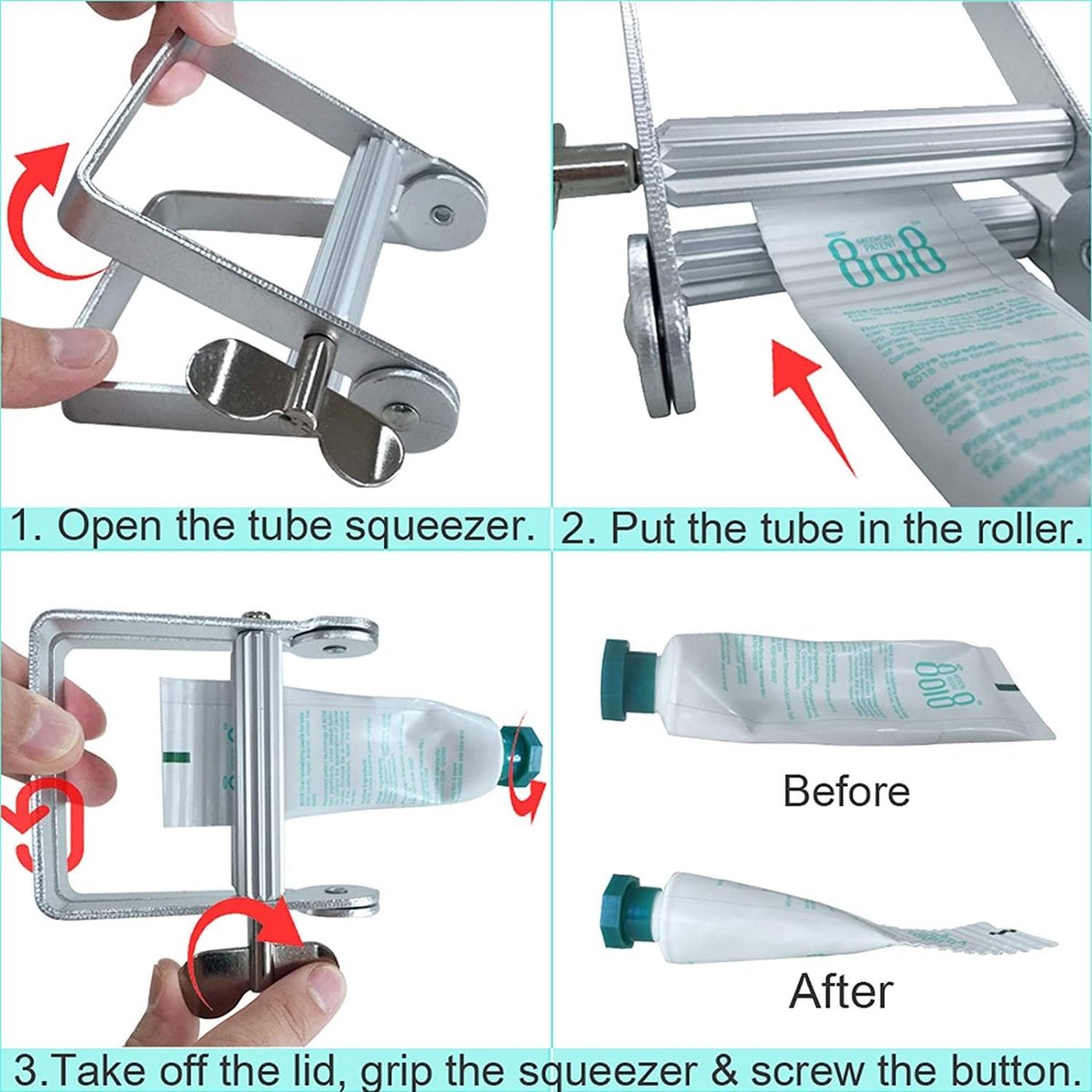 Tube Squeezer - Tube Extruder - Efficient and Durable - Save Money and Reduce Waste - Ergonomic Design - Eco-Friendly - Easy to Use - Stainless Steel - Suitable for Toothpaste, Creams, Gels - For the Last Remains - Image 5