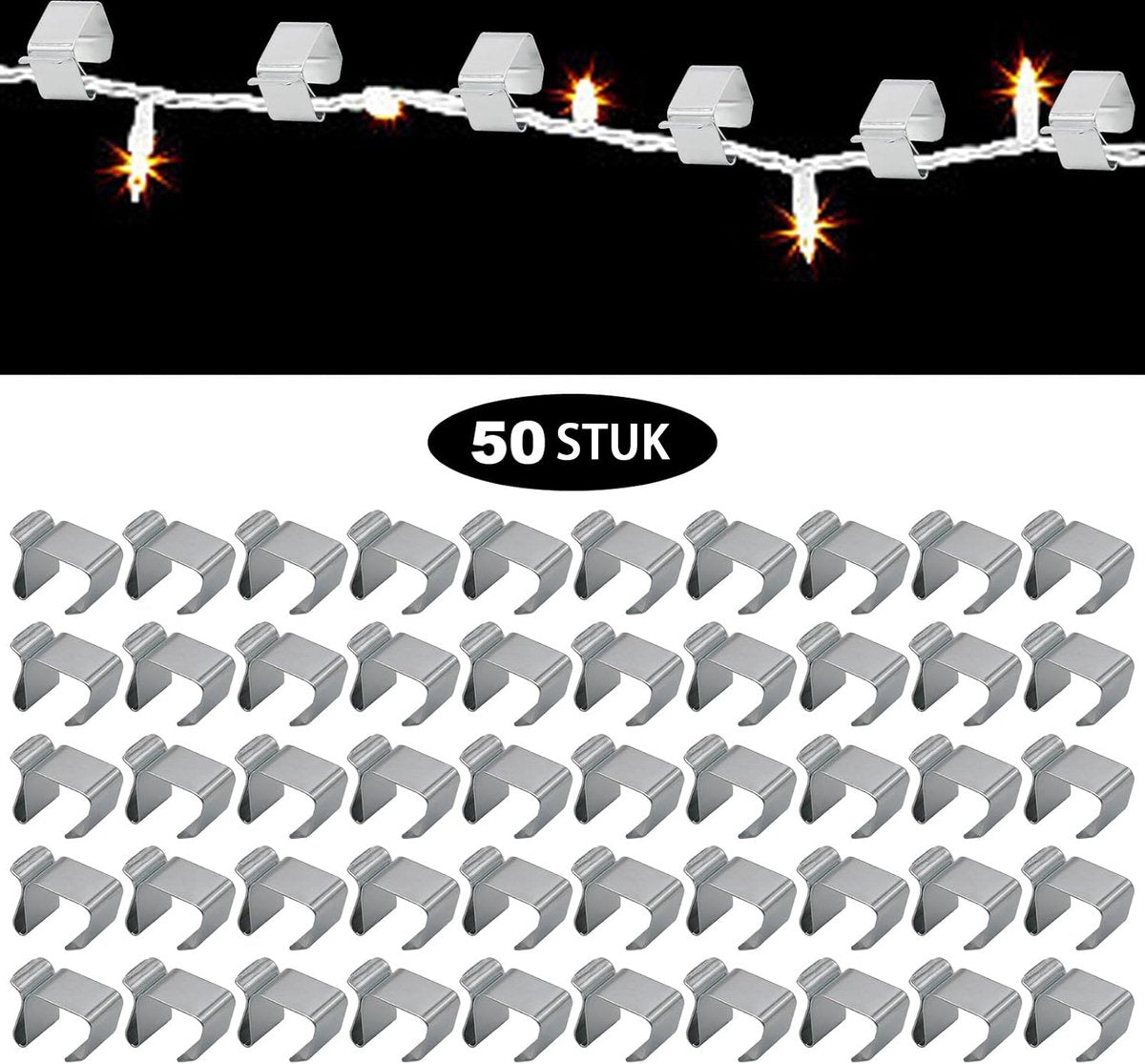 50 Pieces - Christmas Lights Gutter Hooks - Christmas Lights Roof Hooks - Christmas Lights Clips - Christmas Lights Gutter Hangers Seasonal Lighting Hooks For Outdoors For Christmas Lights Kitchen - Stainless Steel Clamp Metal Cable Clamp - Cable Clips -  - Image 3