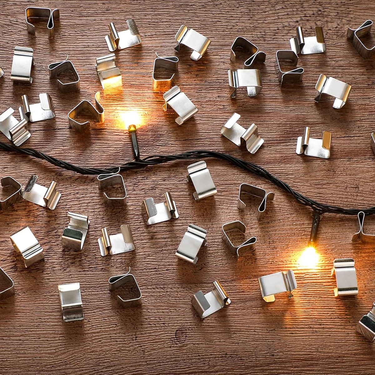50 Pieces - Christmas Lights Gutter Hooks - Christmas Lights Roof Hooks - Christmas Lights Clips - Christmas Lights Gutter Hangers Seasonal Lighting Hooks For Outdoors For Christmas Lights Kitchen - Stainless Steel Clamp Metal Cable Clamp - Cable Clips -  - Image 5