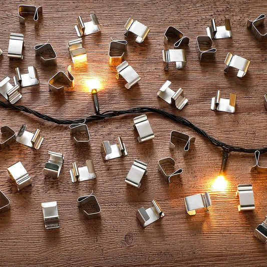 50 Pieces - Christmas Lights Gutter Hooks - Christmas Lights Roof Hooks - Christmas Lights Clips - Christmas Lights Gutter Hangers Seasonal Lighting Hooks For Outdoors For Christmas Lights Kitchen - Stainless Steel Clamp Metal Cable Clamp - Cable Clips -  - Image 5