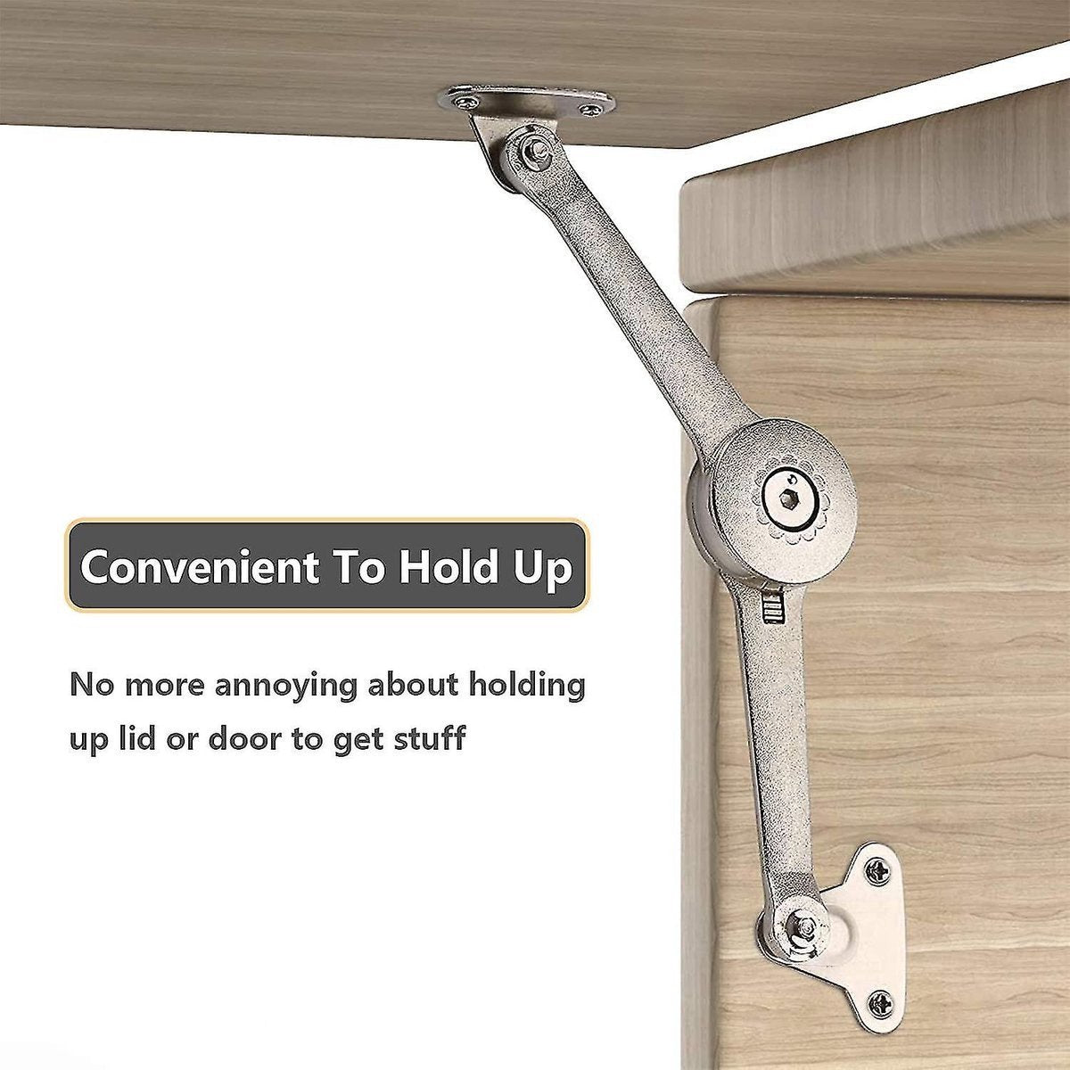 Flap Hinge - With Screws and Allen Key - High Load Capacity - 2 Pieces - Nickel-Plated - Support - Kitchen Cabinet Hinge - Furniture Hinge - Overlay Hinge - Hinge - Flap Supports - Lid Support Hinge - Sturdy & Durable - Image 2