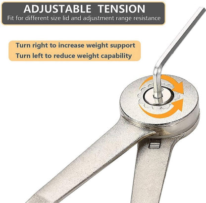 Flap Hinge - With Screws and Allen Key - High Load Capacity - 2 Pieces - Nickel-Plated - Support - Kitchen Cabinet Hinge - Furniture Hinge - Overlay Hinge - Hinge - Flap Supports - Lid Support Hinge - Sturdy & Durable - Image 3