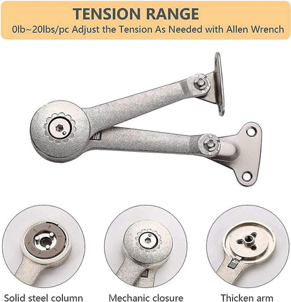 Flap Hinge - With Screws and Allen Key - High Load Capacity - 2 Pieces - Nickel-Plated - Support - Kitchen Cabinet Hinge - Furniture Hinge - Overlay Hinge - Hinge - Flap Supports - Lid Support Hinge - Sturdy & Durable - Image 4