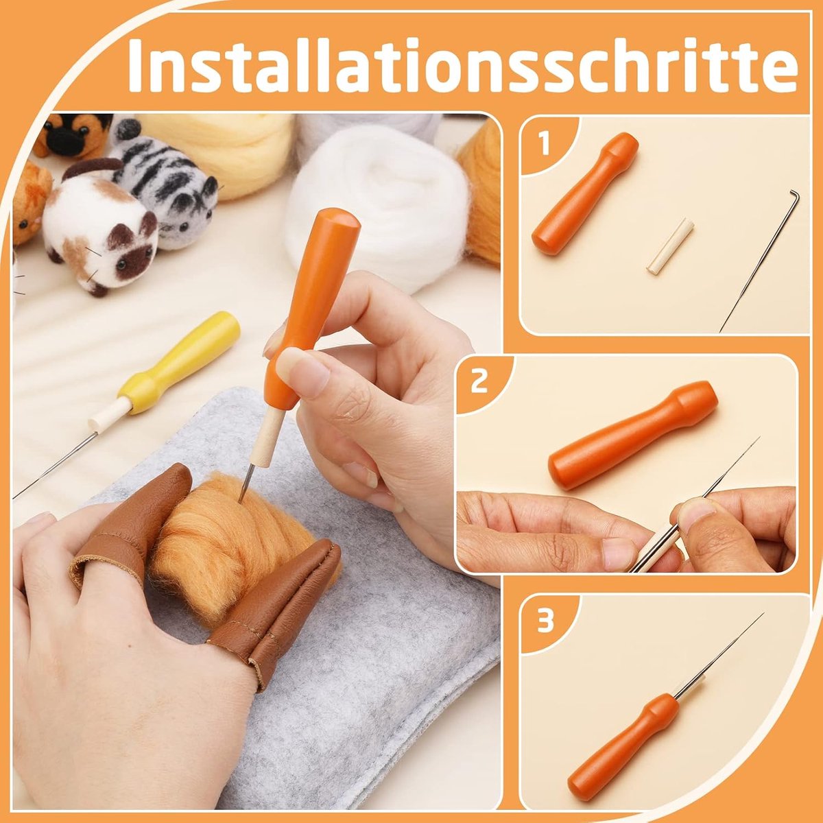 Needle Felting - 45-Piece Starter Set - Crafts for Girls - Crafts for Boys - Incl. Tools - Needle Felting - Kit - Carded Wool - Felting Needles - Children's Sewing Set - Forest Animals - For DIYers, Home Decor, Birthday Gift - Image 2