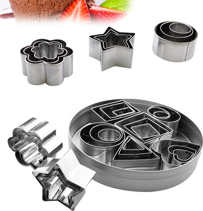 Cookie Cutter - 24 Pieces - Cookie Mold Set - Stainless Steel Cookie Cutters - Heart / Flower / Round / Star - Cookie Shapes - Cookie Molds - Cookie Baking - Cookie Shapes - Cookie Mold - Chocolate Mold - Christmas - Cookie Figures - Star Moon Heart Flowe - Image 5