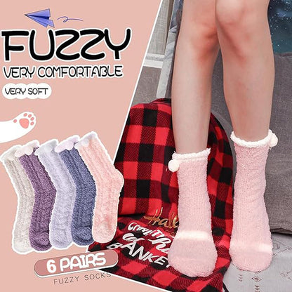 House Socks - 6 Pairs - Women's House Socks - Anti-Slip Socks - Fleece Socks - Thick Socks - One Size - 35-40 - Thick - Bed Socks - Fluffy Socks - Heated Socks - Lined Socks - Winter Socks - Gift Idea - Image 3
