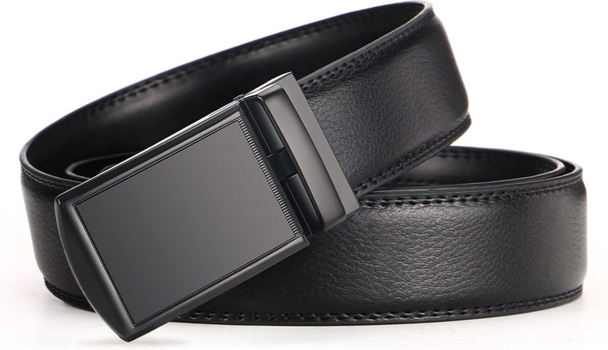 2 Pieces - Men's Belt - Leather Belt - Leather Belt - Shortenable - Adjustable - Automatic Buckle Belt - Trouser Belt - Cow Leather - No Holes - Men's Birthday Belt - Gift for Man - Gift for Men - 110-130cm - Black & Brown - Image 5