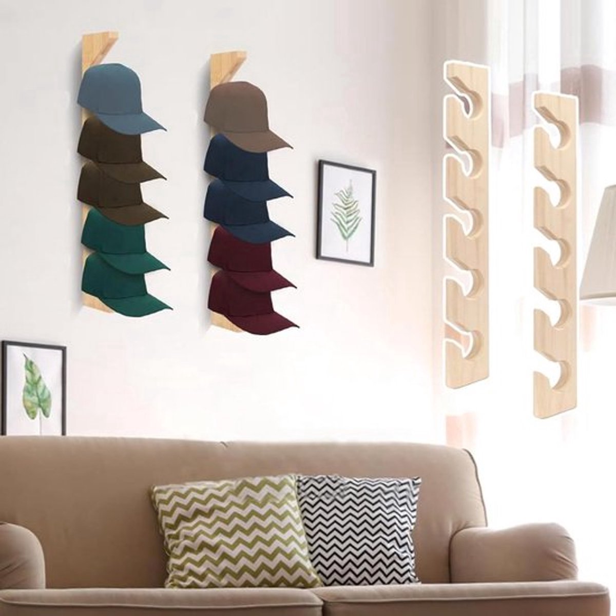 Hat Rack - 2 Pieces - Cap Rack - Cap Holder - Storage for Caps and Holders - Organizer for Caps - Coat Hook - Wall Coat Rack - Wall Hooks - Clothes Hooks - Towel Hook - Kitchen Hook - For Various Hats - Includes Screws - Image 4