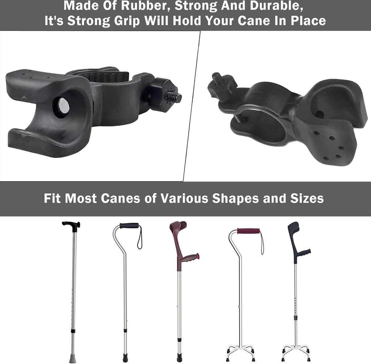 Cane Holder - Crutch Holder - 4 Pieces - For Mobility Scooter Wheelchair Bicycle Rollator - Crutch Holder - Stick Holder - Walking Stick Holder - Universal Crutch Cane Bracket - For Crutches For Mobility Scooter, Assisted Rollator, Wheelchair, Electric Sc - Image 4
