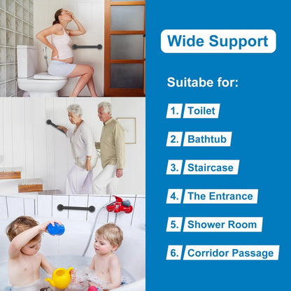 Wall Grab Bar - Extra Grip - Handle / Wall Grab Bar for Bathroom / Shower / Toilet - 30 Cm - Toilet Grab Bar - Bath Grab Bar - Shower Grab Bar - Non-Slip Grab Bar - Bathroom Handle - Bathroom - Stairs - Complete Installation Accessories - Matte Black - Image 3