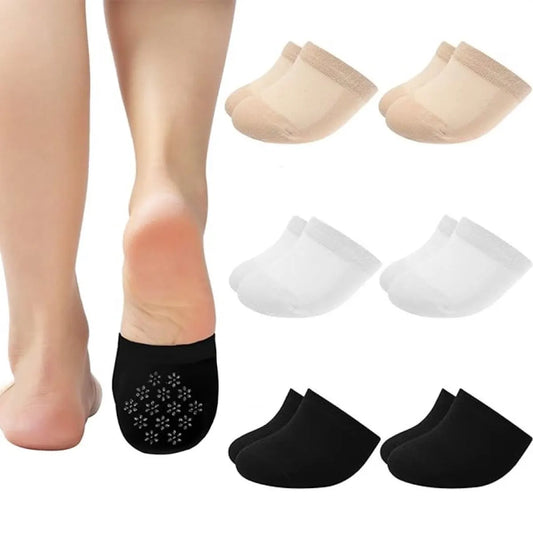 Toe Socks - Half Socks - 6 Pairs - Toe Socks - Cotton - Yoga Socks - Anti-Slip Socks - Foot Protectors - Forefoot Pads - Forefoot Cushion - Comfortable Socks - Smooth Toe Seam - No Annoying Seams - Breathable - One Size