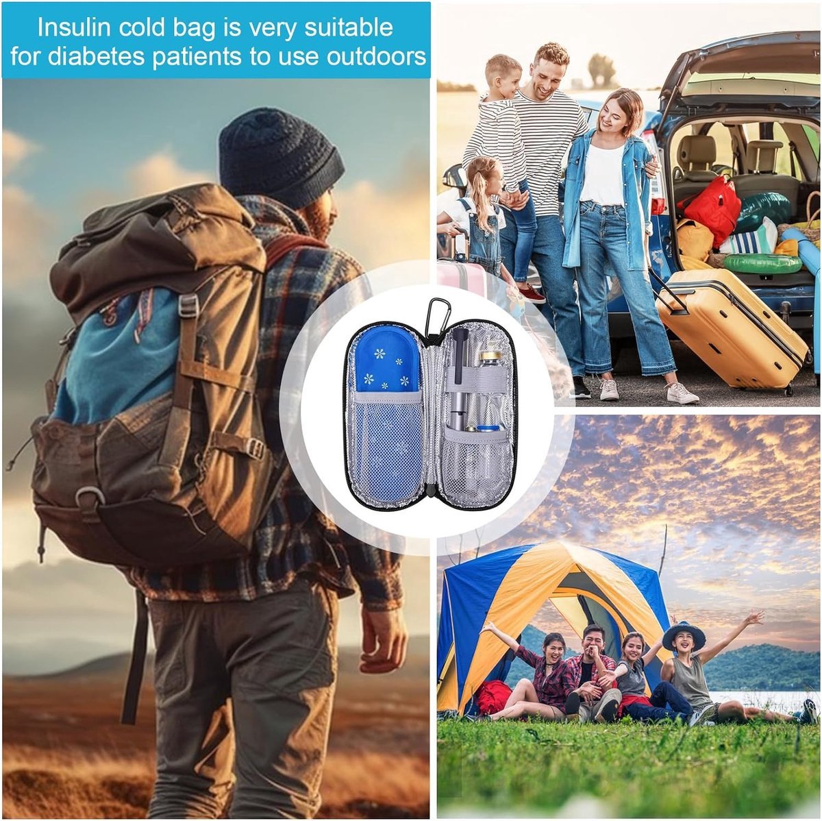 2 Pieces - Diabetes cooler bag - cooler bag - diabetes case - Diabetes bag - diabetes case - insulin syringes - travel case - No gel pack included - Image 3