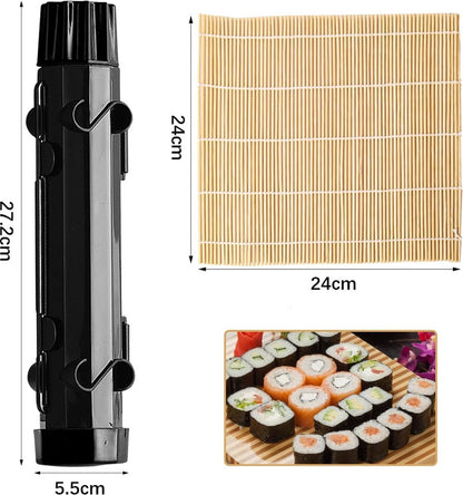 Sushi Maker Kit - Sushi Set - Sushi Maker - Sushi Roller - Sushi Bazooka - Includes Bamboo Sushi Mat - Shapes - DIY - Sushi Making - Sushi Shape - Sushi Mold - Gift - Black - Image 5