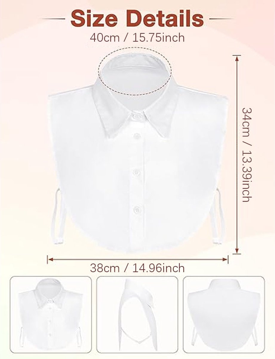 Women's Blouse Collar Detachable Collar White Collar - Detachable Collar - Blouse Collar - Adjustable Pointed Collar - Removable - Collar - Shirt Replacement - Blouse - Image 2