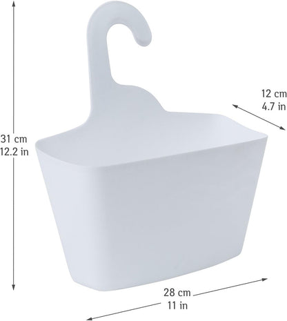 Hanging Shower Baskets Set of 2 - Hangable Shower Rod Basket Rack with Hook - Hanging Bathroom / Shower Basket Bathroom Basket Shampoo Holder with Hanging Hook - Hang Shower Basket Without Drilling and Screwing - White - Image 3