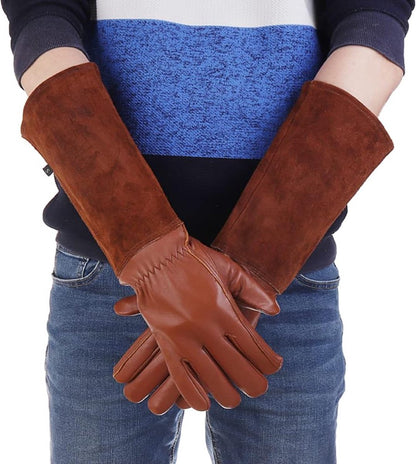 1 pair - garden gloves for ladies/gentlemen - thorn-resistant cowhide leather - rose/blackberry pruning - long forearm protection, thorn- and cut-resistant garden gloves with long, heavy leather glove - Image 3